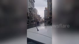 Watch the moment bystanders sent running for their lives as building in Sanliurfa collapses