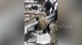 Rescue dog searches for survivors in Turkey earthquake rubble