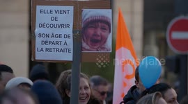 Clashes at pension reform protest in Paris, France