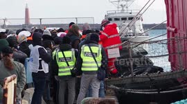 Ship Sea Eye 4 With Migrants Arrives In The Port Of Naples, Italy
