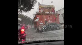 Motorist cowers in vehicle as hailstorm batters Cadiz, Spain