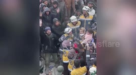 Earthquake survivors erupt in cheers as family are rescued from rubble of collapsed building