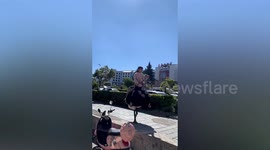 Young girl spotted riding pet ostrich to school in China