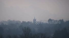 Visibility reduced as fog engulfs Derbyshire town