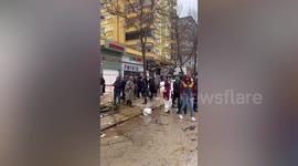 Terrified locals flee as entire building collapses following devastating Turkey earthquake