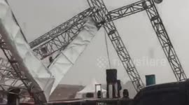 Powerful winds destroy stage at religious event in Indonesia