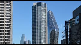 View towards the City of London over One BlackFriars from Waterloo Bridge, London, United Kingdom