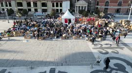 Skopje, Macedonia: Drone footage of the of humanitarian aid to victims of the earthquake in Turkey