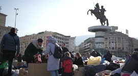 Macedonians donate goods for victims of Turkey earthquake in Skopje, Macedonia