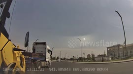 Brutal Accident: A Trailer Truck Smashes into a Car Causing Massive Damage