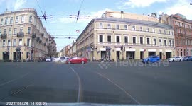 Accident: Police Car Makes a U Turn and Gets T-Boned By Two Cars Simultaneously
