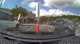 Accident: Car Goes to Reverse and Drives into a Parking Post