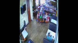 Restaurant of coffe in Guatemala city, is covered by a vehicle that surprisingly runs over diners who are drinking coffee