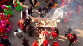 Tourists Take Part in Folk Activities At the Dongjing Mountain Temple Fair in Qingdao, China