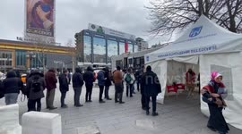 People queue up for blood donation in Ankara, Turkey, after devastating earthquakes