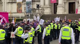 Riot police move in as Drag Queen Story Hour demonstrators and counter-protesters clash outside London's Tate Britain