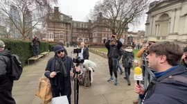 Pro and anti trans activists face off outside Tate Britain