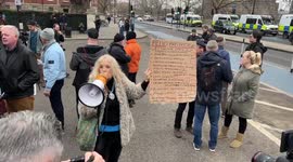 Pro and anti trans activists face off outside Tate Britain