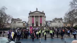 Pro and anti trans activists face off outside Tate Britain