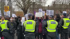 Pro and anti trans activists face off outside Tate Britain