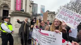 Piers Corbyn shouts 'Pedophile protectors' during protest against Drag Queen Story Hour