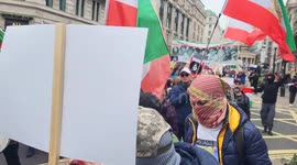Iranians march from BBC, Portland Place for women's rights and the end of the Iranian Mullah