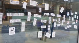 London's ITV building left snickered by anti jab protesters