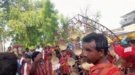 Traditional musical instruments & folk dance dominates Sitalsasthi procession in Sambalpur