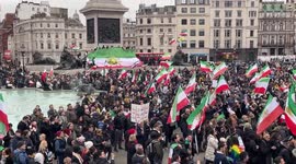 Large crowds continue protests against the Iranian government in Trafalgar Square, London