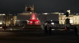Trafalgar square changing colour fountain, London, UK