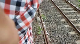 Express train moving in  slow motion train in super slow motion. Indian railway
