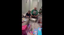 Sweet boy can't help but sob after being surprised with an overwhelming gift
