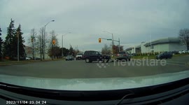 Reckless Driving: Jeep Sideswipes a Acura SUV Trying to Run a Red Light