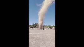 Footballers stunned as dust devil sweeps across pitch in Mexico