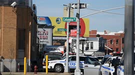 UHaul driver rams through pedestrians in Brooklyn, New York on February 13, 2023. The bomb squad searched the U-Haul truck at an intersection along with officers from the New York City Police Department.