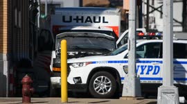 UHaul driver rams through pedestrians in Brooklyn, New York on February 13, 2023. The bomb squad searched the U-Haul truck at an intersection along with officers from the New York City Police Department.