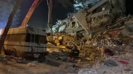 Night in Turkish city, Kahramanmaras, 8 day after big earthquake.