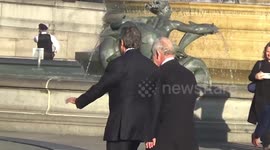 King Charles III visits The Syria House in Trafalgar Square to show support for earthquake victims