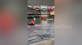 Roads flooded after heavy rain hits Bangkok, Thailand