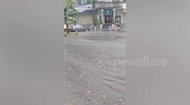 Roads flooded after heavy rain Bangkok, Thailand