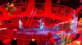 Terrifying scene as lion attacks trainer during circus performance in Russia