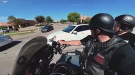 Close Call: Careless and Distracted Driver Tries to Cut Off Harley Biker