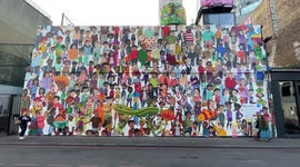 Giant puzzle mural Where's Wally in Shoreditch, London