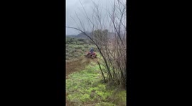 Quad biking goes wrong and driver ends up wet and muddy