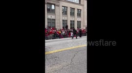 JuJu Smith-Schuster at the Super Bowl parade in Kansas City, USA