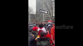 People greet Kansas City Chiefs in Kansas City, USA