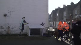 Banksy's Valentine's Day themed artwork has been removed - less than 24 hours after it first appeared