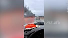 Footage thick black billowing into the air helicopter crash in Alabama