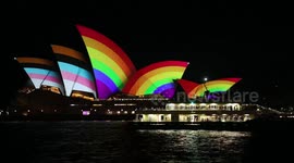 Sydney Opera House is lit up with progress pride flag for WorldPride, Australia