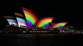 Sydney Opera House is lit up with progress pride flag for WorldPride